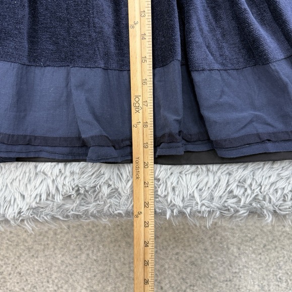 Miss Helen Knitwear Skirt Womens 14 Navy VTG Wool Velvet Terry Cloth Academia - Picture 5 of 9